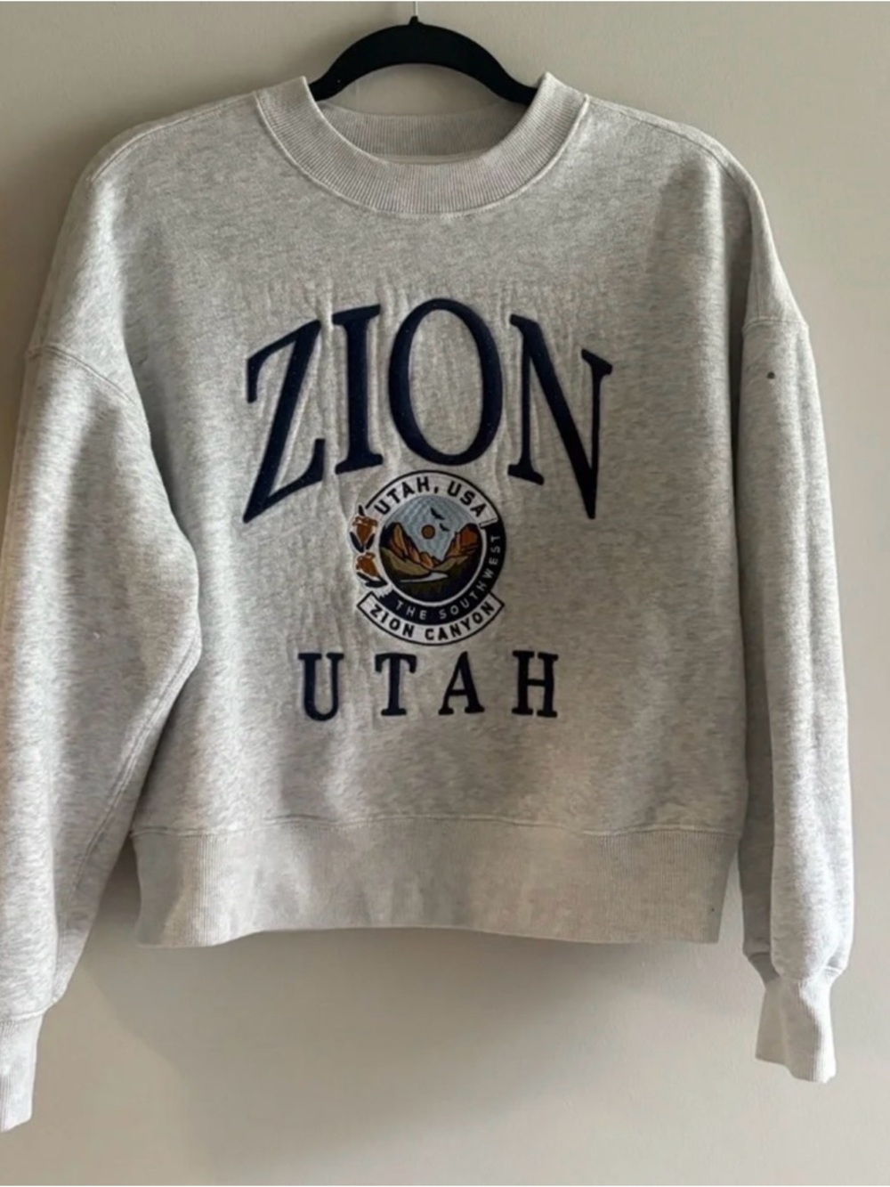 Abercrombie & Fitch Light Gray Zion Utah Crewneck Sweatshirt